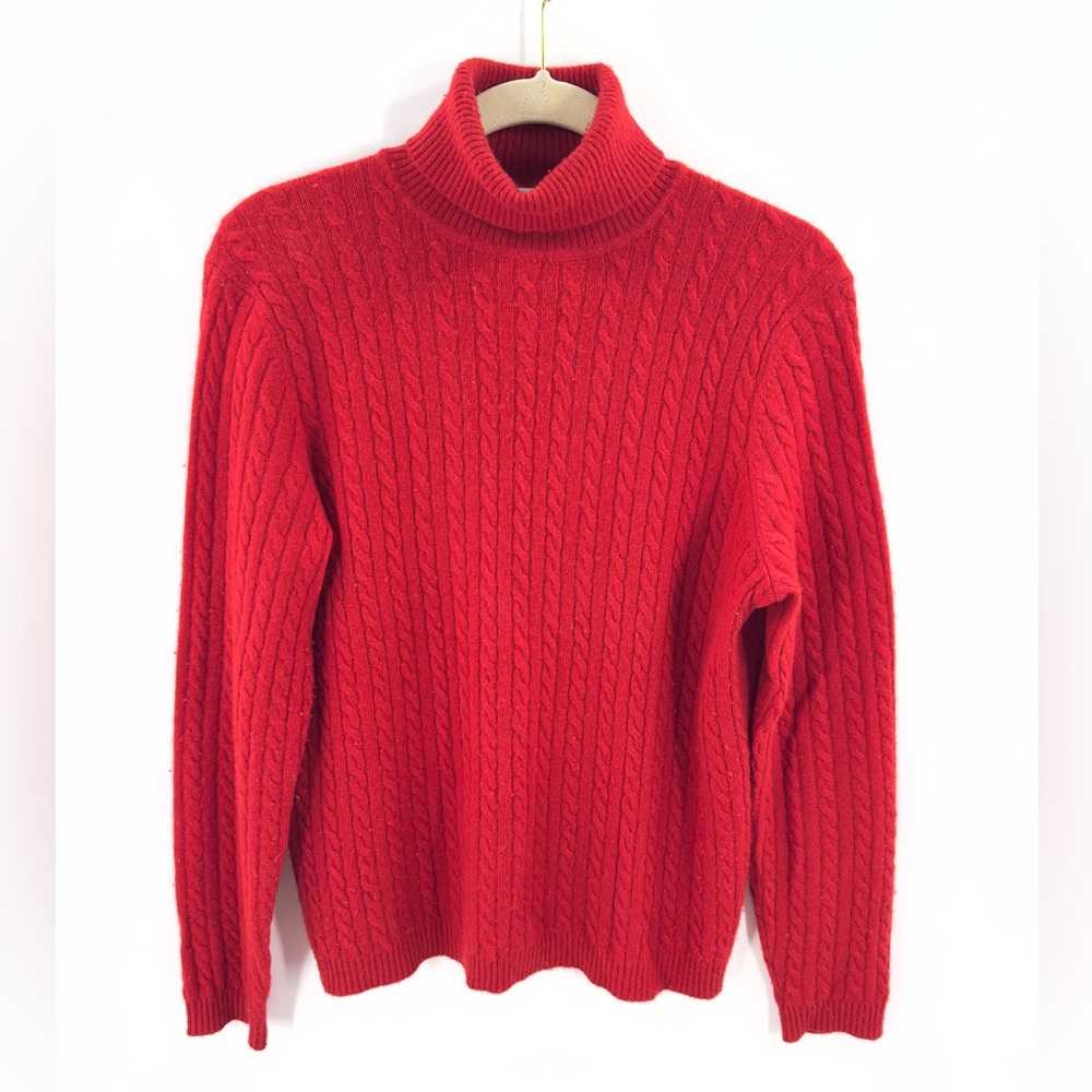 Charter Club Cashmere Turtleneck Sweater Womens Medium Cable Knit Luxury Holiday